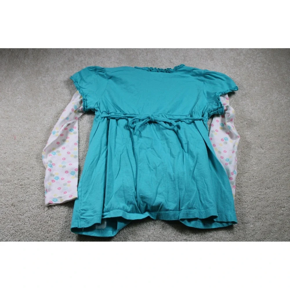 OshKosh Shirt Girls Size 10 Blue Layered Long‎ Sleeve Floral Heart Graphic Top